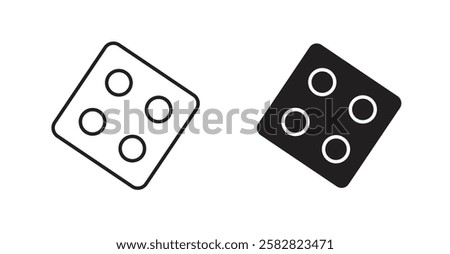 Dice filled and outlined icons vectors on white background