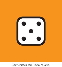 Dice five icon design features a group of dice with one displaying the number five, representing a possible outcome in a game of chance or luck.