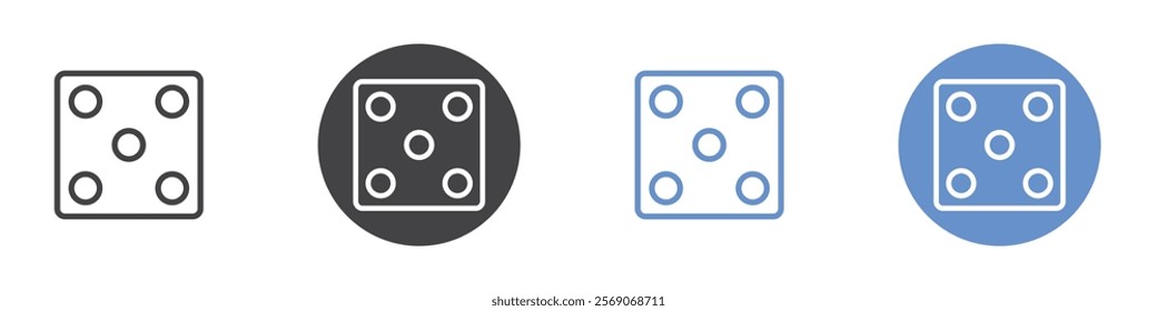 Dice five icon vector symbol outline sign