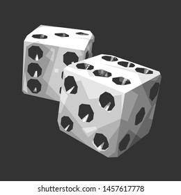 Dice With Flat Background In Black And White WPAP Art Style
