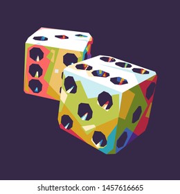 Dice With Flat Background in WPAP Art Style