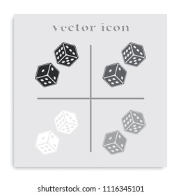 Dice flat black and white vector icon.