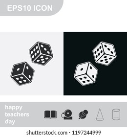 Dice flat black and white vector icon.