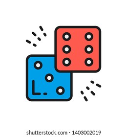 Dice flat color line icon.