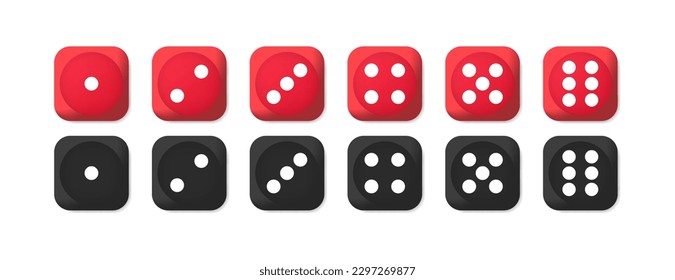 Dice. Flat, color, numbers on dice. Vector icons.