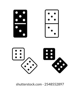 dice flat icon black and white color