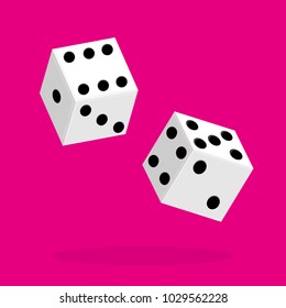 Dice flat icon. Two game dices. Vector illustration