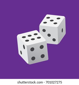 Dice flat icon. Vector illustration. Casino, gambling, win, play.