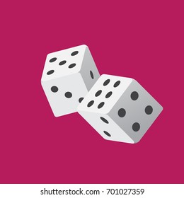 Dice flat icon. Vector illustration. Casino, gambling, win, play.