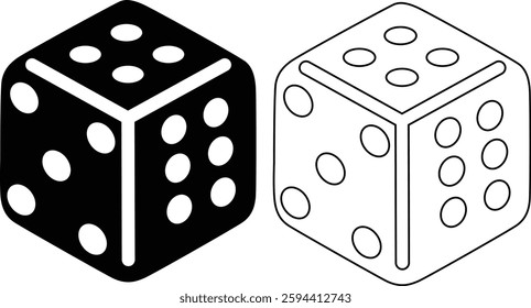 Dice Flat And Outline Silhouette Icon Design
