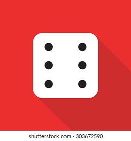 Dice flat style icon with long shadow. Vector EPS10