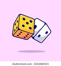 Dice Floating Cartoon Vector Icon Illustration. Holiday Object Icon Concept Isolated Premium Vector. Flat Cartoon Style