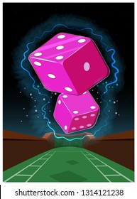 Dice fly above a casino board game.