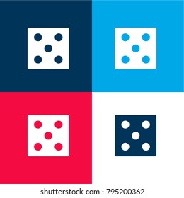 Dice four color material and minimal icon logo set in red and blue