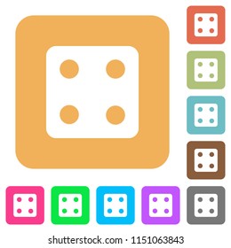 Dice four flat icons on rounded square vivid color backgrounds.