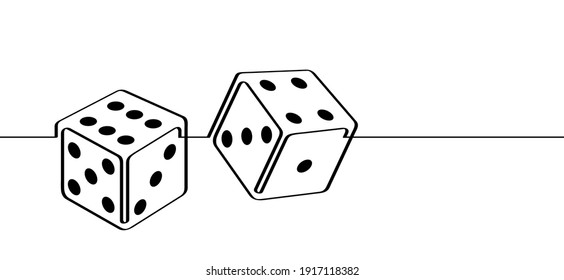 Dice to gamble. Gambling icon or logo. Flat vector dives sign. Dice cubes line pattern. Playing Online casino game. 