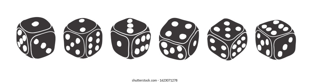Dice to gamble. Vector doodle set