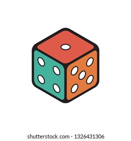 Dice gambling in isometric flat vector.