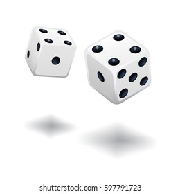 Dice la plantilla de juego. Cubos blancos sobre fondo blanco. Ilustración vectorial.