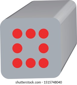 Dice game with 3D display in gray and red colors
