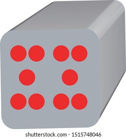 Dice game with 3D display in gray and red colors
