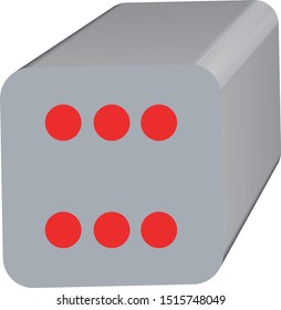 Dice game with 3D display in gray and red colors
