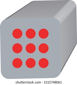 Dice game with 3D display in gray and red colors
