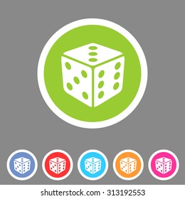 Dice game cube icon flat web sign symbol logo label