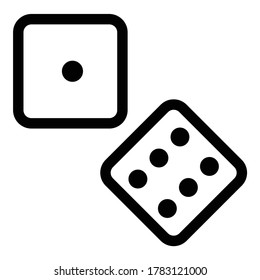 Dice Game Flat Icon Isolated On White Background