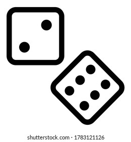 Dice Game Flat Icon Isolated On White Background