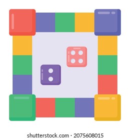 Dice game in flat style icon, editable vector 