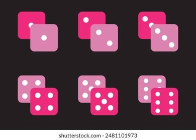 Icono de juego de dados Imagen diseño de Ilustración vectorial. Juego De Iconos De Dados De Casino En Ilustración vectorial Plana. Game Dice, Game Die, Pip Dice.