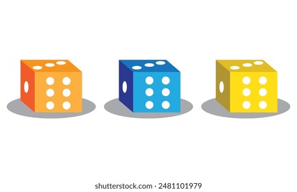 Dice game icon image vector illustration design. Casino Dice Icon Set In Flat Style Vector Illustration. Game Dice, Game Die, Pip Dice.