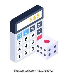 A dice game icon, isometric editable design