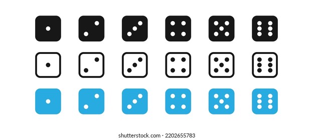 dice game icon set on white background, icon for game design, flat illustration, casino concept, random symbol, luck sign, simple design
