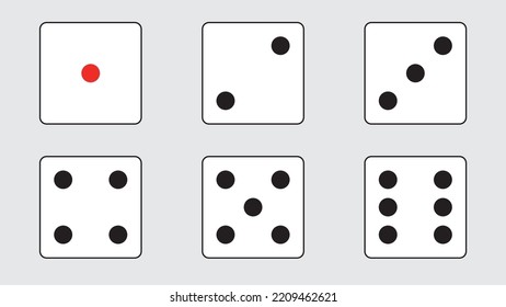 dice game icon set on white background, icon for game design, flat illustration, casino concept, random symbol, luck sign, simple design