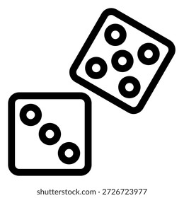 Dice Game Icon Vector Illustration - Flat Outline Style