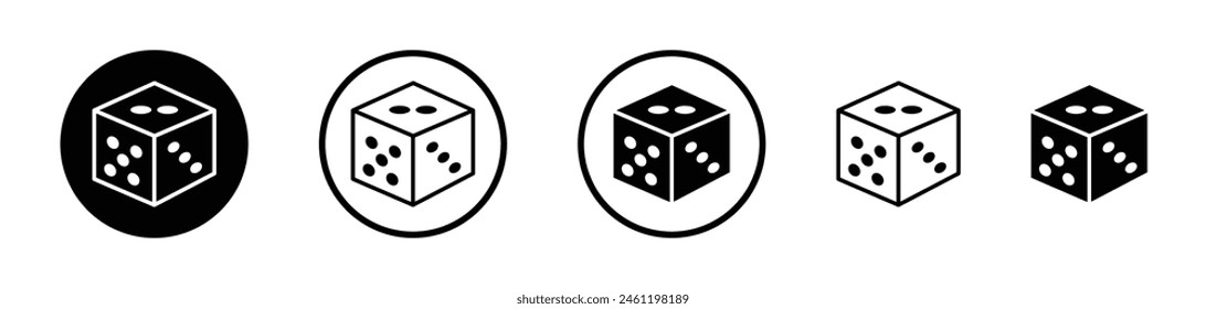 Dice Game Icons. Casino Cube and Board Game Vector Symbols.