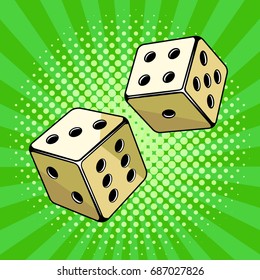 Dice game pop art style vector illustration. Comic book style imitation.