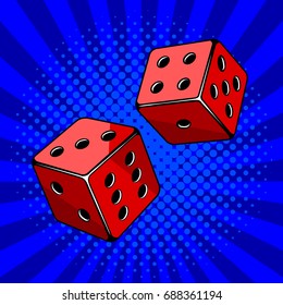Dice game pop art style vector illustration. Comic book style imitation.