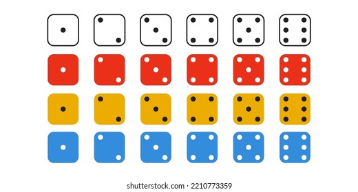 Dice game. Set of game dice, isolated on a white background. Vector illustration.