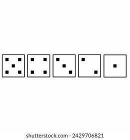 Juego de dados. Un juego de dados, sobre un fondo blanco. Diseño plano y lineal dado de uno a seis.
