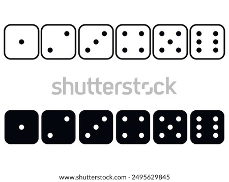 Dice game with six faces for play. Casino dices, online for lucky. Gamble games. Dices dots or dot.