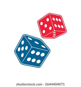 Dice Game Symbol element vector Illustration, Red and Blue Dice Cube Vector Illustration, Lucky Dice Cube Image Vector, Dice Logo Symbol Image.