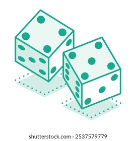 Dice game. Vector illustration. Outline objects. Two dices cubes. Icon isolated on white background.