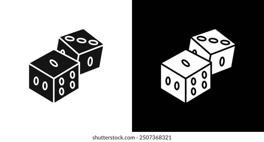 Conjunto de símbolos de línea plana de icono de juegos de dados.