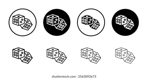 Dice games icon Flat outline fill set collection