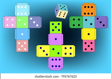 Dice for games. Paper Dice Template. Vector. svg