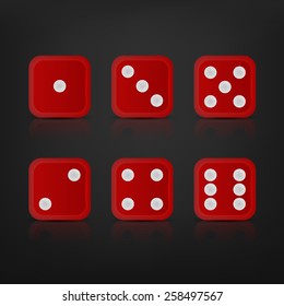 Dice for games turned on all sides and with all the numbers. Vector EPS10 illustration. 