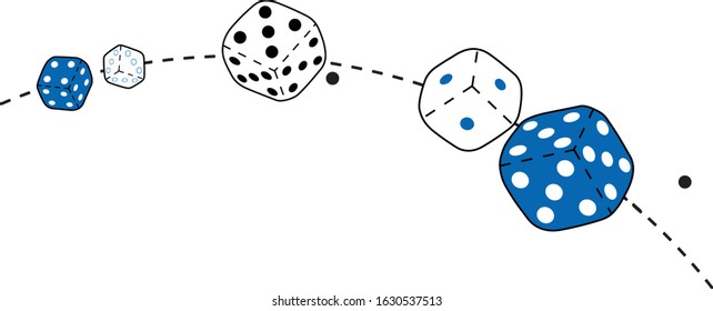 Dice of God. Dice with the same denomination in space. Vector illustration.